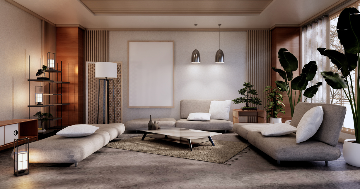 Sofa Furniture and Modern Room Design Minimal.3D Rendering
